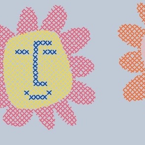 Hand-drawn Cross Stitch Florals (Plein Air Blue)