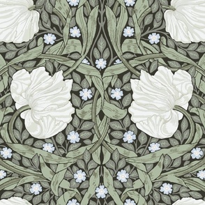 William Morris Pimpernel - 1121 large // Green, Creamy White and light Blue