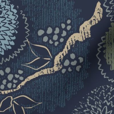 Modern Chinoiserie - Navy - Large