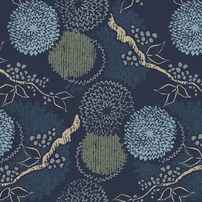 Modern Chinoiserie - Navy - Large