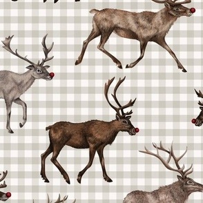 Eight Reindeers - Gingham - Large Scale