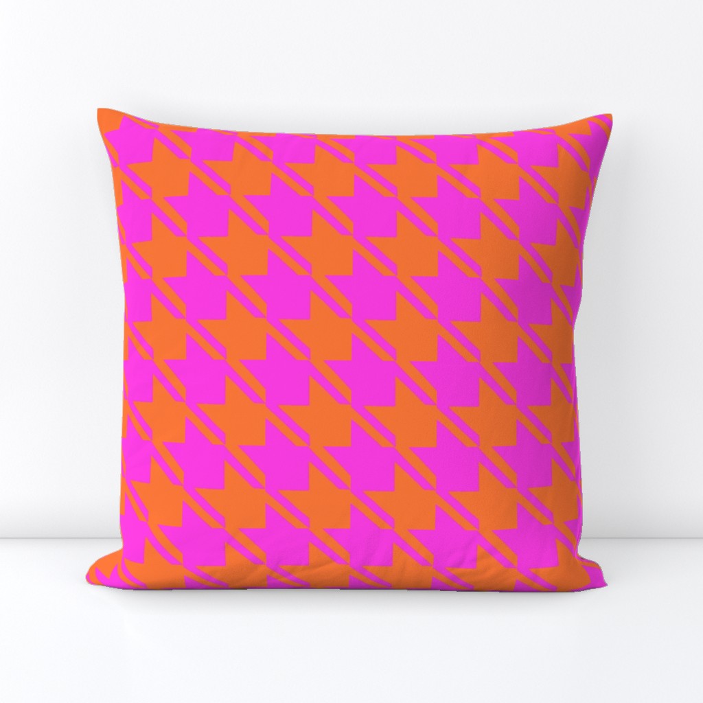 shocking pink orange houndstooth large