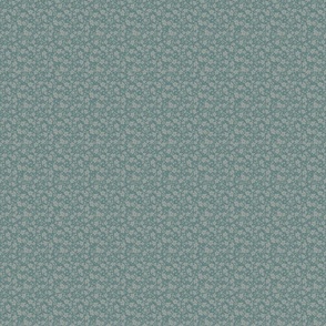 Small, muted, emerald and taupe floral blender print, perfect for quilting