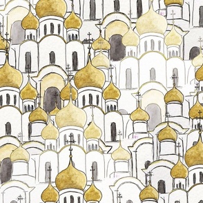 Golden Russian Cathedral Church pattern 