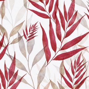 viva magenta abstract botanical - pantone ignite color palette - watercolor leaves wallpaper and fabric