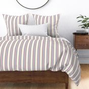 Pink, blue and brown stripes on cream - small