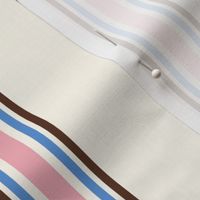 Pink, blue and brown stripes on cream - small