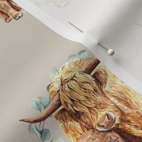 Watercolor Highland Cow on Taupe Large
