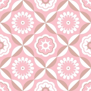 Large scale • Pink pastel retro flowers