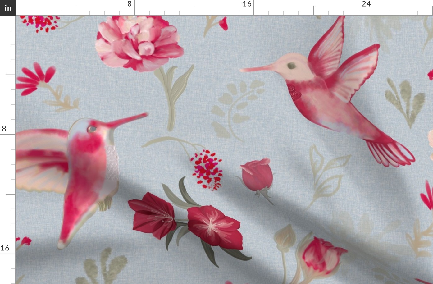 Hummingbirds, Plein Air, Blue, pantonevivamagentadc, magenta, pink, flowers, floral, birds, JG Anchor Designs
