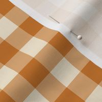 Geometry in Love Gingham - yellow ochre - S small scale - burnt orange sienna buffalo check plaid