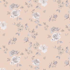 Abstract Watercolor Floral - Peach Mauve
