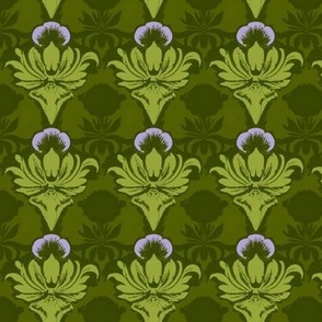 Thistle Damask in Digital Lavender and Titanite Green Multi - Coordinate