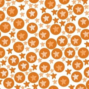 Tanning tangerine circles and dots with white background