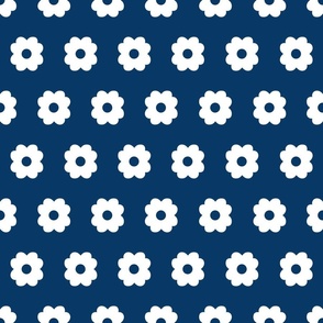 Simple Blossoms on Dark Blue with Blue Centers - Large