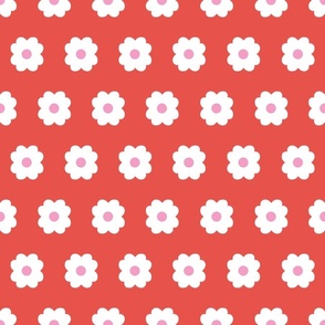 Simple Blossoms on Coral with Pink Centers - Large