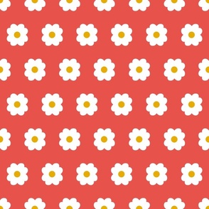 Simple Blossoms on Coral with Yellow Centers - Large