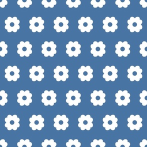 Simple Blossoms on Medium Blue with Blue Centers - Large