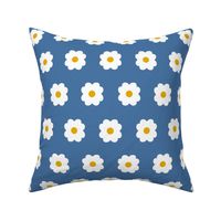 Simple Blossoms on Medium Blue with Yellow Centers - Large