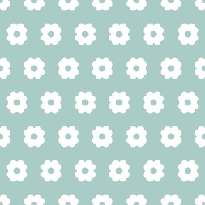 Simple Blossoms on Light Teal with Light Teal Centers - Large
