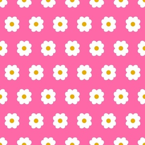 Simple Blossoms on Pink with Yellow Centers - Large
