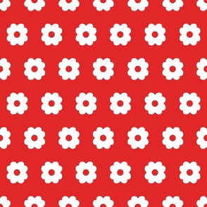 Simple Blossoms on Red with Red Centers - Large