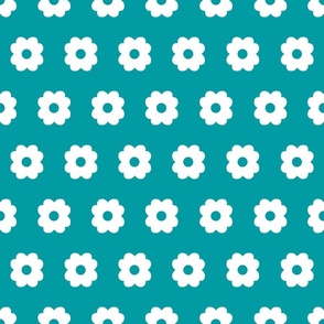 Simple Blossoms on Teal with Teal Centers - Large