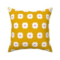 Simple Blossoms on Yellow with Pink Centers - Large