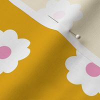 Simple Blossoms on Yellow with Pink Centers - Large