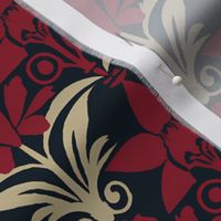 Floral Damask in Cardinal Red and Eggshell