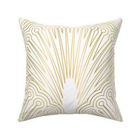 Art Deco Miami Overlapping Fan Scalloped Geometric Pattern - Faux Metallic Gold Outlines on White - Large