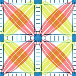 Risograph Summer Cross Stitch - Lime, Coral, Blue