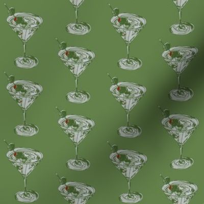 vodka martinis on green background