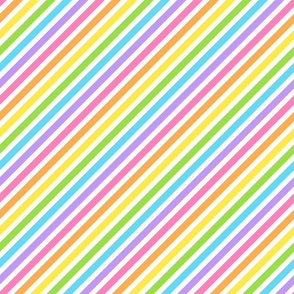 Rainbow Diagonal Stripe White
