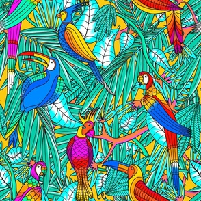 Tropical Birds of the Rainforest - Large Scale - Yellow