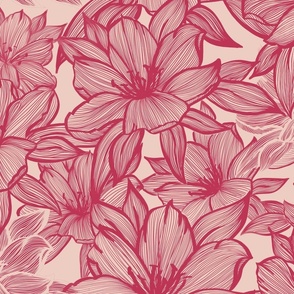 Magenta Flowers Fabric Wallpaper and Home Decor  Spoonflower