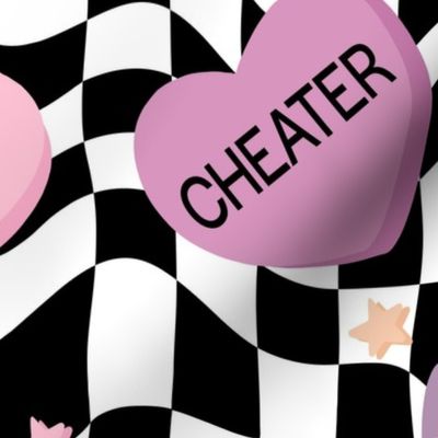 Pastel Conversation Hearts Not Sweary Checker BG - XL Scale