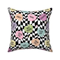 Pastel Sweary Conversation Hearts Checker BG - Large Scale