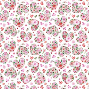 SMALL Loose Watercolor Florals as Hearts (Hugs and Kisses Valentines Collection)