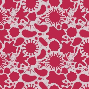 Viva Magenta  Microbes - Coordinating Fabric Magenta and Grey