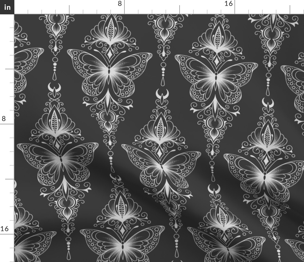 2535 B - Ornamental butterflies, black and white