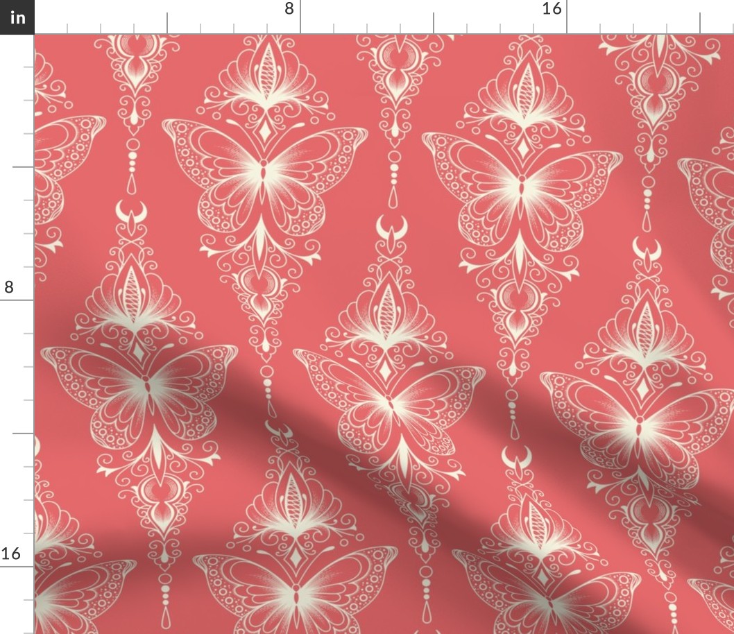 2535 D - Ornamental butterflies, coral pink