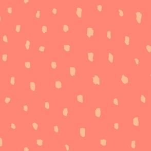 Abstract scrapped up dots - coral and peach // big scale