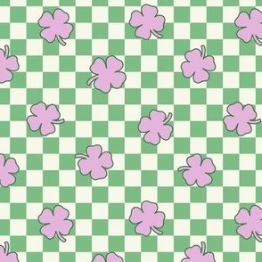 St Patricks Clover Checkerboard Purple and Green