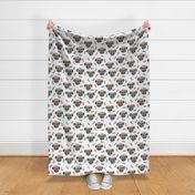 Cute Pug Pet Dog Pattern with Blue Pink Bows
