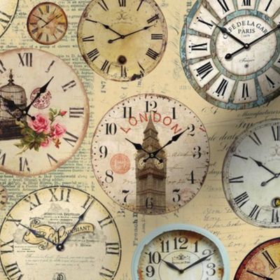 Antique Clocks And  dials - sepia 
