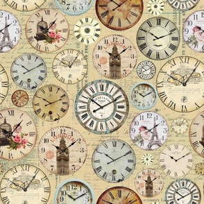Antique Clocks And  dials - sepia 