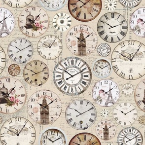 Antique Clocks And  dials - sepia tanned 1