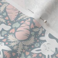 white rabbits and strawberries pastel | small