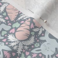 cute rabbits and strawberries soft blue | small